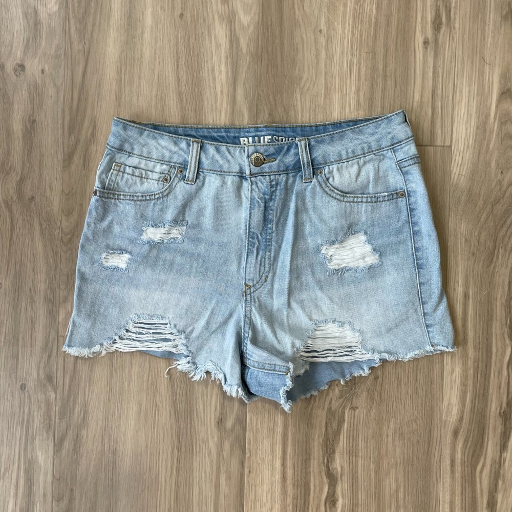 High Waisted Distressed Denim Shorts